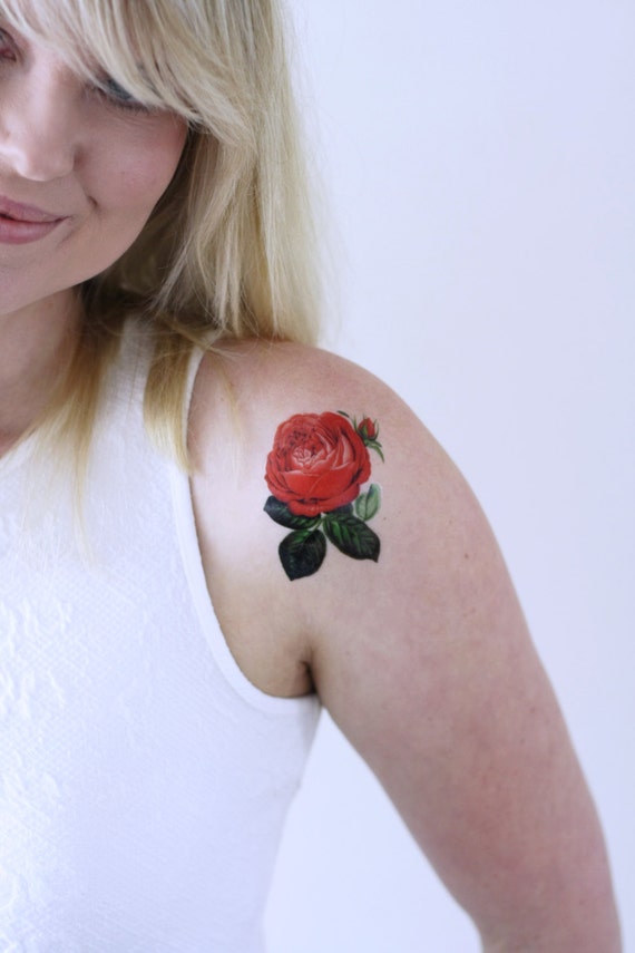  Small rose temporary tattoo small temporary tattoo floral