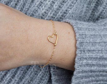 heart outline bracelet,open heart,hollow heart bracelet,infinite love,couple bracelet,Valentine's Day gift,anniversary gift,bridesmaid gift