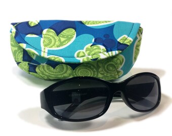 Paisley sunglass case Caribbean blue print sunglasses case mini clutch blue and green eyeglass case blue paisley case for glasses