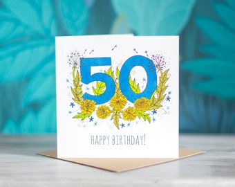 Number/Age Birthday Card - 50