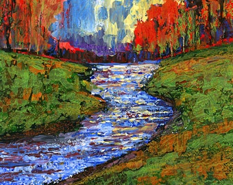 Original Acrylic Painting Impressionist Southern Landscape Impasto Palette Knife, Bobbi Doyle-Maher