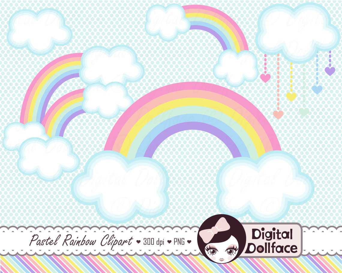 Pastel Rainbow Clip Art Clouds Clipart Spring Graphics