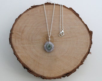 Amethyst Stalactite Necklace, Light Purple Amethyst Necklace, Stalactite Pendant, Amethyst Slice, Sterling Silver, Stalactite Jewelry