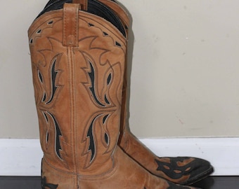 vintage dan post cowboy boots mens size 7.5