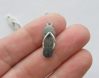 BULK 50 Flip flop charms antique silver tone CA203