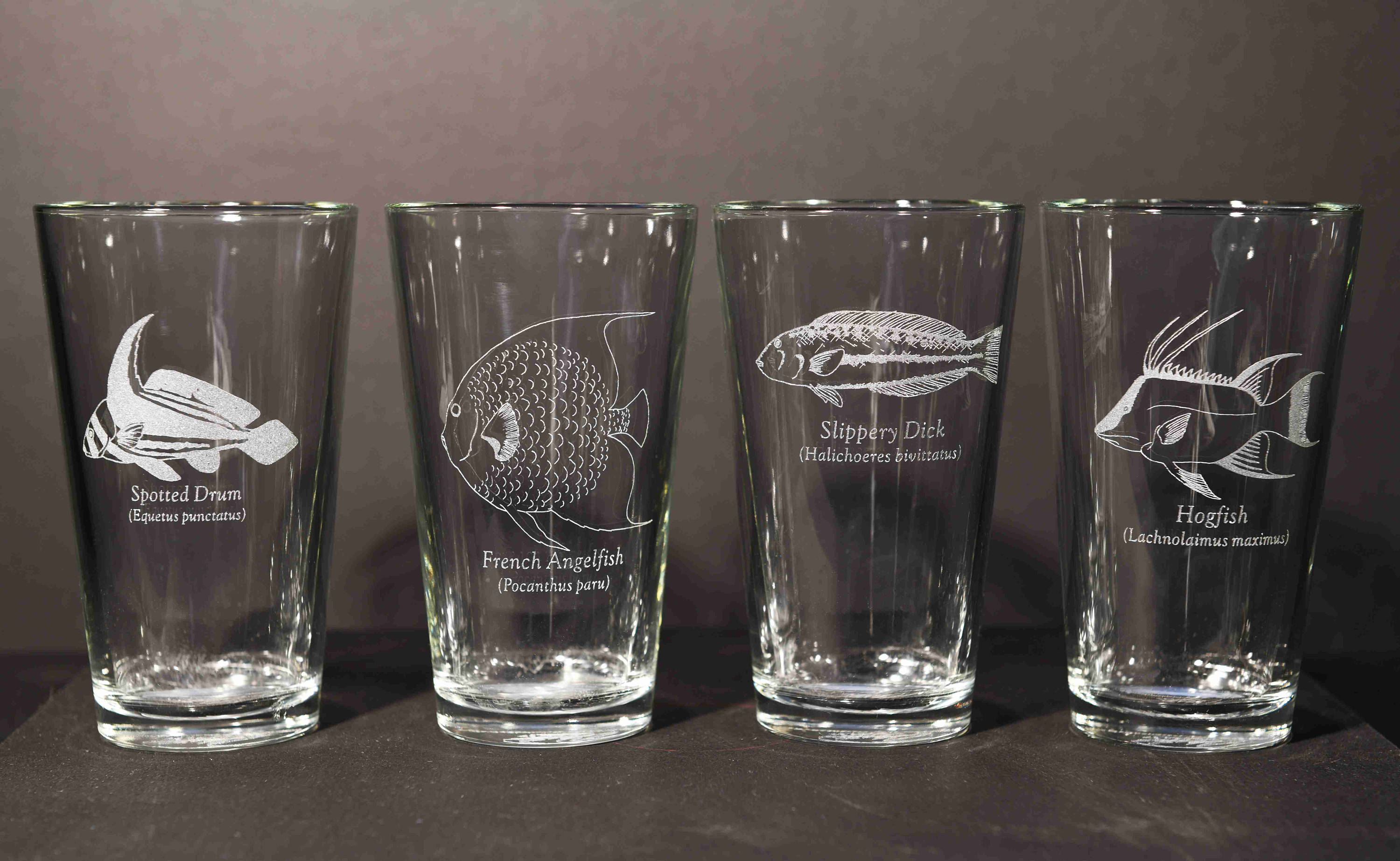 Tropical Fish Etched Glasses Angelfish Etched Glass Made in