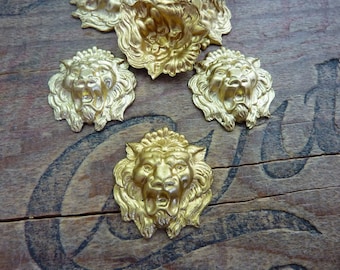 Raw Brass Stamping Lion Stamping Fierce Lion Head Stamping (1)