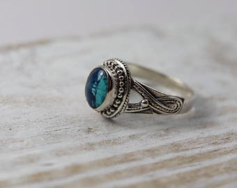 Vintage Sterling Blue Howlite ring, size 10, turquoise colored estate ring, sterling silver ring, southwestern ring, gifts for her