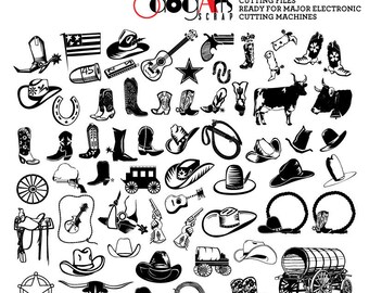Wild West Cowboy Digital Cut Files Svg Dxf Eps Png Silhouette SCAL Cricut Vector Printable Download for DIY Paper, Vinyl Die Cutting JB-705