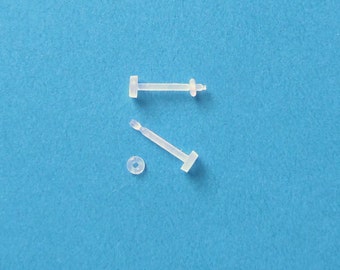 Acrylique Stud Labret retenue en métal flexible droite poste avec anneau clair o support Hypoallegenic Non allergènes Non réactif