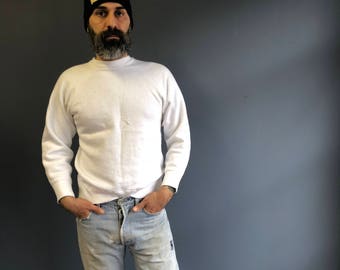 42-44 | LRG | 1950’s HANES Windshield White Crew Neck Raglan Sweatshirt