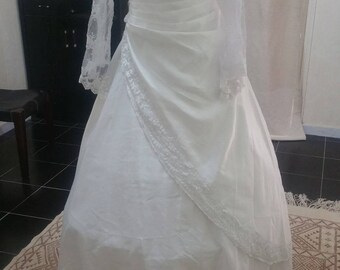 Refined Duchess satin lace wedding dress bridal wedding dress
