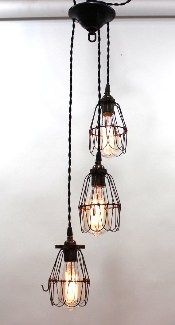 items similar to industrial style multi cage light pendant on etsy