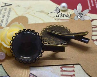 barretes, accessories, hair, bronze, 25mm backing, glass cabochon