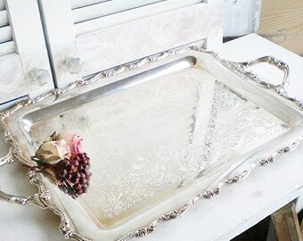 Large Silverplate Wilcox Tray With Handles 23 Inch Butler's Tray Vintage Wedding Silverplate Tray Serving Tray Estate Tray