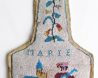 Bead embroidery 19th bib - minstrel of Mary - religious embrodery pearl decor