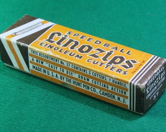 Vintage NOS plus Speedball Linozips linoleum cutter No. 37 Extra blades
