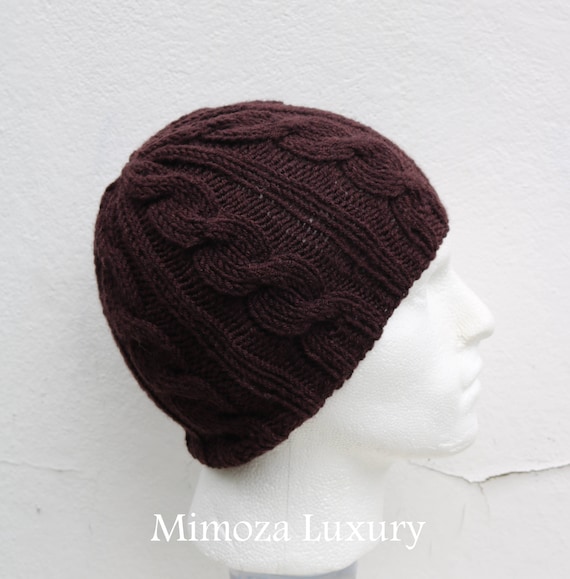 Chocolate Brown Men's Beanie hat, Hand Knitted Hat in brown beanie hat, knitted men's, women's beanie hat , brown winter beanie hat, ski hat