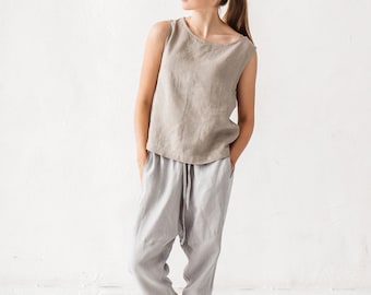 Harem ice grey pants, Linen pants, Woman pants, Natural linen pants, Trousers, Stone washed linen, French linen, Linen clothes, Yoga pants
