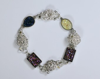 MarcyTreasure Multi-Color Druzy Bracelet 8"