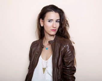 Long Triangle Necklace, Brass Triangle Necklace, Minimal Necklace