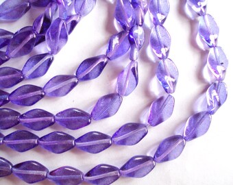 Czech glass Ultra-violet x 50, 13 x 8mm flat twists, pressed beads