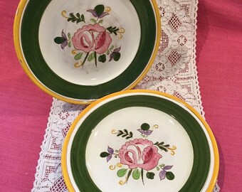 Della-Ware El Rosa 10 Inch Plates, Set of 2, Made by Stangl Pottery, Trenton, New Jersey