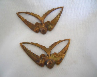 Oxidized Brass Swallow Bird Pair