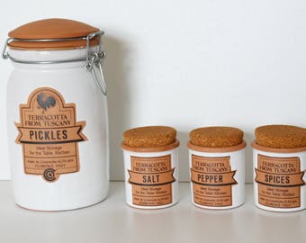 4 condiment TUSCANY vintage terracotta pots