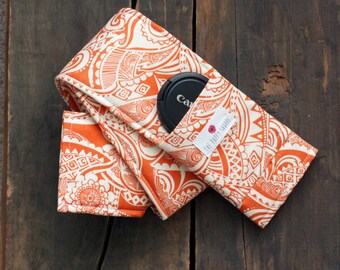 DSLR Camera Strap Cover- lens cap pocket and padding included- Burnt Orange
