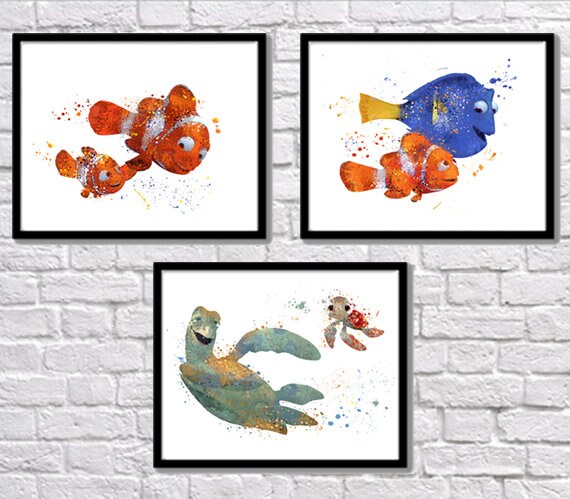 Nemo Watercolor Print Disney Art Pixar Nemo Art Movie