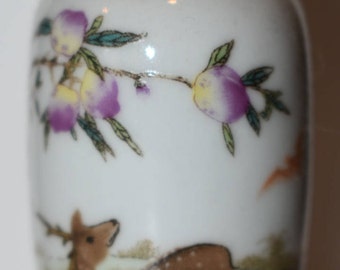 Antique Snuff Bottle Enameled Spotted Deer under a Tree