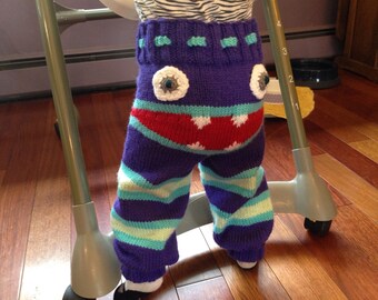 Adorable Knit Monster Pants. Choose your perfect color combination and size specifications.