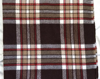 Vintage Faribo Blanket // Stadium / Camp Blanket // Brown Plaid // Acrylic Throw // Fringe