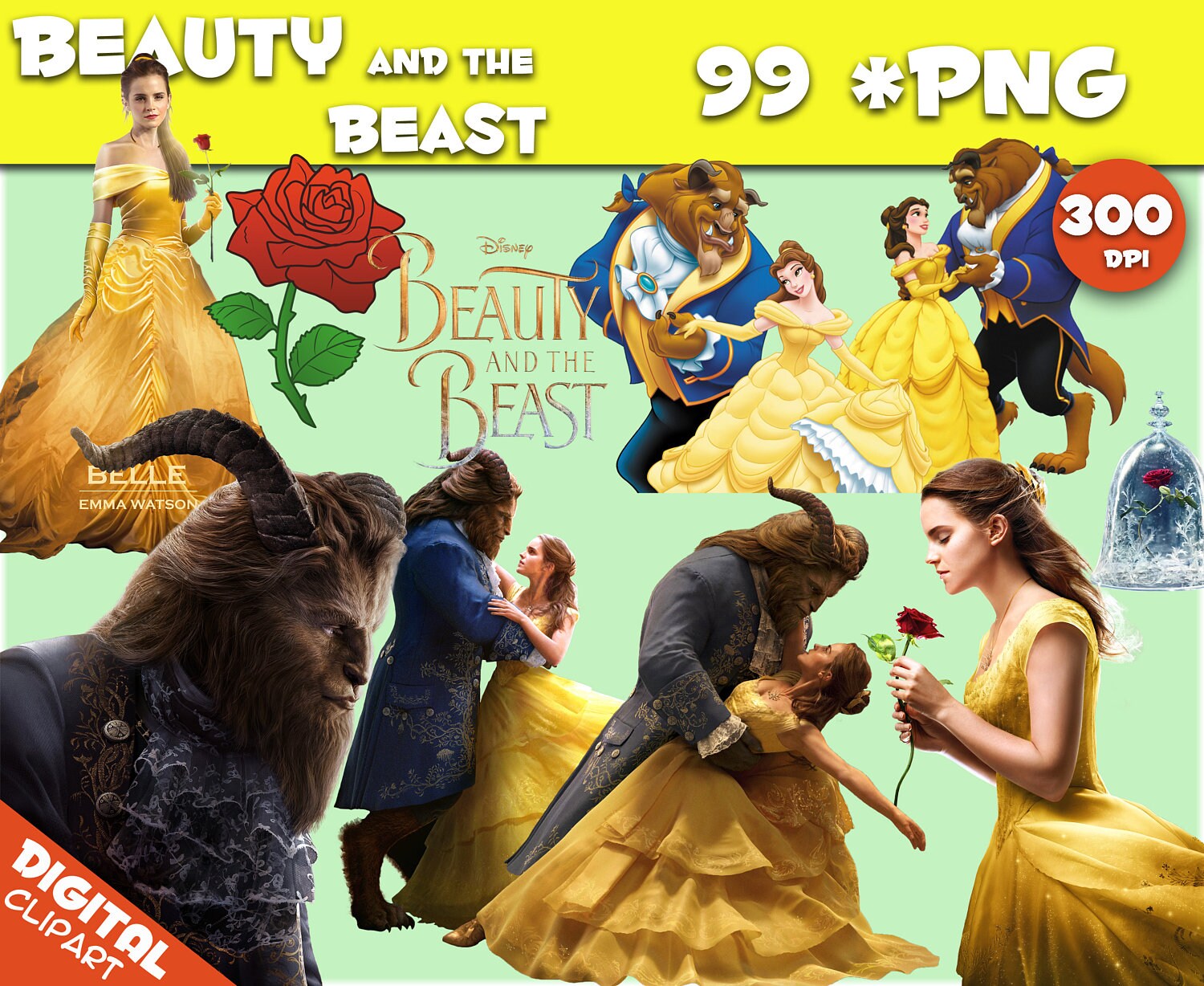 Beauty and The Beast Clipart 99 PNG 300dpi Images Digital