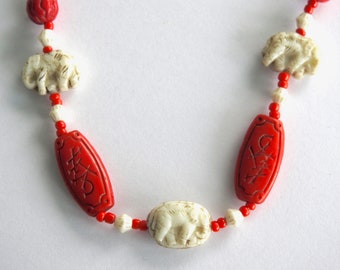 Max Neiger Egyptian Revival Necklace Elephants