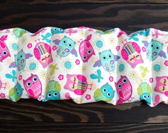 Rice bag / multi color owl print / rice heating pad / pain relief/ kids / heat therapy pack / relaxation / microwavable / Easter gift