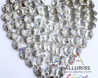 11mm x 16mm Oval, 36pcs Clear Crystal, sew on rhinestone embellishment flatback