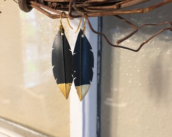 Gold dipped recycled bike tire earrings