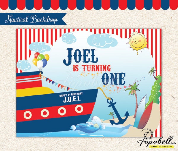 Nautical Backdrop for Nautical Birthday Party. DIGITAL file