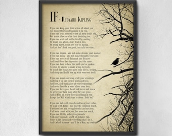If by Rudyard Kipling Typography Print - Inspirational Poster - Student Wall Art Poster - Dorm Decor - Poetry Wall Art Decor - Gift for Him