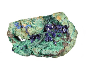 Beautiful Azurite Crystal Specimen on Malachite from China