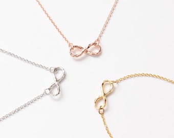 Hammered Infinity Necklace, Tiny Necklace, 3 Colors Necklace, Gift for 3, Friendship Necklace, Simple Necklace, Girls Jewelry