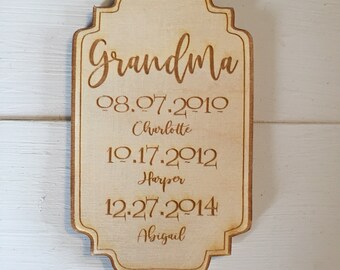 Mothers day magnet, birth annoucement, birthdays, grandma
