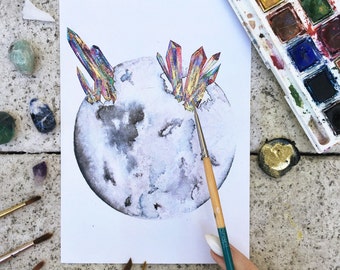 Watercolor "Healing Us Through the Moon"