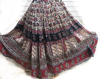 Vintage 1970 Indian cotton gauze Hippie skirt #453