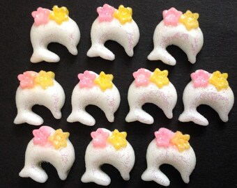 Resin Flatback Dolphin Embellishments 10pcs