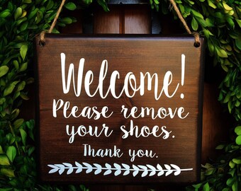 Please remove Shoes Sign | Remove Shoes Sign | No Shoes Door Signs | 7x8 | Door Hanger | Front Door | Remove Shoes Door Sign | welcome sign
