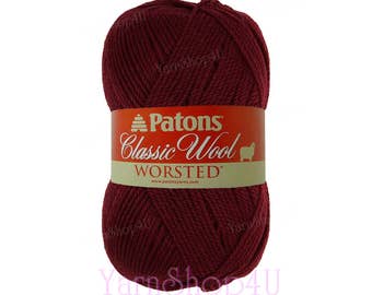 BURGUNDY Patons Classic Wool Yarn. A traditional Burgundy Wool Yarn. This Pure New Wool yarn is great for felting projects. 3.5oz 100g √