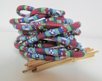 1 m ethnic cord, woven cotton cord round 7 mm - 2 colors - woven cotton - 36